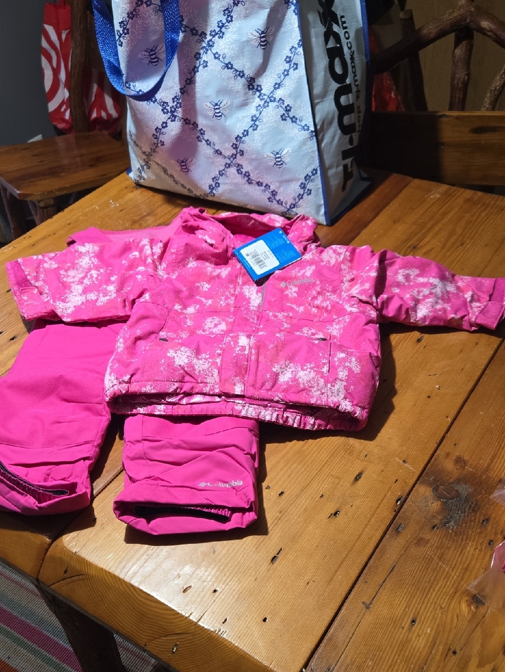 Nwt Columbia Pink White Bugga 2 Set Snowpant And Coat Sz 2t